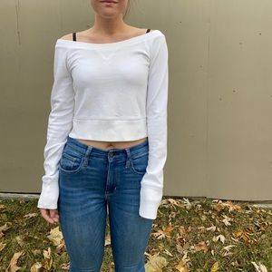 Abercrombie & Fitch Crossback Crop Sweater White